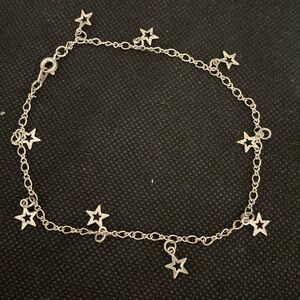 Silver tone Chain anklet with stars